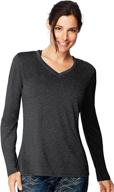 👚 hanes women's cooldri performance long sleeve v-neck tee: stay cool and stylish! логотип