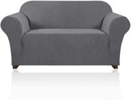 🛋️ premium elastic stretch sofa slipcover - 1 piece sofa cover for 2 cushion couch - gray loveseat size - soft, durable furniture protector - pet-friendly sofa cover logo