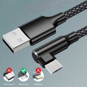 img 1 attached to 🔌 EWUONU 90 Degree Micro USB Cable [2 Pack 10FT] for Fire 7 HD8, Samsung Tablets, Galaxy S7 S6 Edge J8 J7, Xbox One, PS4 Controllers, Camera and More – Right Angled Micro USB Charging Cable