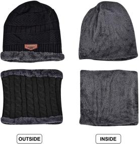 img 1 attached to 🧣 2 PCS Winter Beanie Hat Scarf Set | Warm Knit Hat with Thick Fleece Lining | Unisex Winter Skull Cap & Scarf Combo