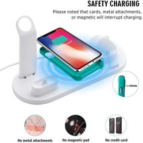 img 1 attached to 3-в-1 беспроводная зарядная станция и док-станция для iPhone/AirPods - Стенд для быстрой зарядки Qi-сертифицированный для iPhone 11/11 Pro/11 Pro Max/X/XS/XR/Max/8/8 Plus, Samsung - Белый