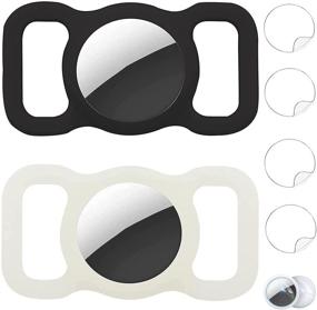 img 4 attached to 🐾 Airtag Dog Collar Holder: Apple Air Tag Case with 4-Pack Screen Protector for Cat, Pet Backpack & Luggage (White/Black)