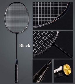 img 3 attached to 🏸 Senston N80 - 2 Pack High-Grade Graphite Badminton Racquet, Professional Carbon Fiber Racket Set with Black Blue Color, 2 Carrying Bags Included