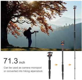 img 2 attached to 📷 K&F Concept TM2515M1: Compact Lightweight Aluminum Travel Tripod with Monopod, 10kg Load Capacity & 360° Panorama Ball Head - Ideal for DSLR Cameras