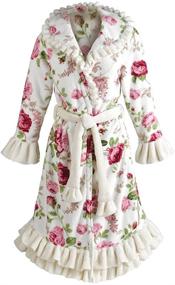 img 1 attached to 🌹 Victorian Roses Plush Bath Robe for Women - White with Ruffles - Large/XL