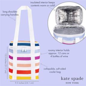 img 1 attached to 🍷 Kate Spade New York Insulated Bag for Picnics: 4-Bottle Wine Tote and Large Capacity Soft Cooler Bag, Candy Stripe Design