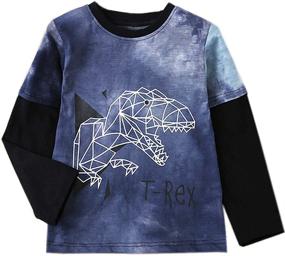 img 4 attached to 🦕 Adorable Bleubell Toddler Dinosaur Sleeve Shirt: Perfect Boys' Clothing for Tops, Tees & Shirts