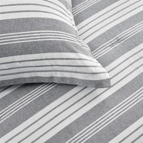 img 1 attached to 🛏️ Luxurious Lush Decor Gray and White Farmhouse Recycled Yarn-Dyed Cotton Stripe 5-Piece Comforter Set (King) - Elevate Your Bedding Style