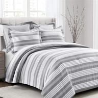 🛏️ luxurious lush decor gray and white farmhouse recycled yarn-dyed cotton stripe 5-piece comforter set (king) - elevate your bedding style logo
