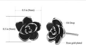 img 2 attached to Exquisite 18K Gold Plated Stud Earrings: Black Rose Flower Studs, Hypoallergenic for Women & Teen Girls