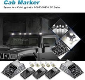 img 3 attached to 🚀 Upgrade Your Hummer H2 with Partsam 264160BK Smoke Cab Marker Roof Running Top Lights + T10 LED Bulbs (5PCS) 2003-2009