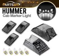🚀 upgrade your hummer h2 with partsam 264160bk smoke cab marker roof running top lights + t10 led bulbs (5pcs) 2003-2009 logo
