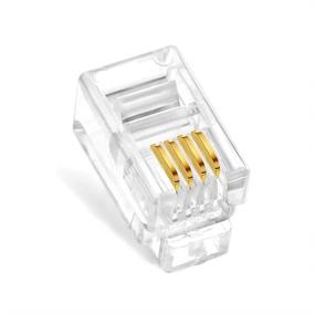 img 2 attached to 🔌 NECABLES (20 Pack) 3 Prong Telephone Modular Plug RJ9/RJ10/RJ22 4P4C Connector for Phone Handset Cord - Compatible with Solid and Stranded Wire