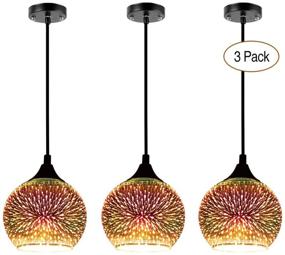 img 4 attached to JEUNEU 3-Pack Modern 3D Colorful Glass Pendant Light Firework Lamp: Ultimate Lighting Fixture for Restaurants, Bedrooms, Living Rooms, and Dining Areas