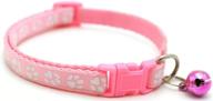 purrfect paw print pet collar: adjustable nylon collar with bell for cats and dogs - available in vibrant blue, pink, green, or purple! logo