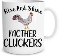 🐓 rooster themed gifts: rise and shine mother cluckers! funny coffee mug - 11oz white ceramic tea cup for women, chicken coffee mug ideal for chicken lovers - by funnwear logo