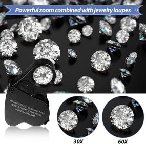 img 1 attached to ✨ Enhanced 2-Piece Jewelers Loupe Set: 30X, 60X, 90X Illuminated Eye Loupes for Jewelry, Diamond, Gem, Coin, Stamp, Rock - With UV Black Light and Bright LED Light - Black