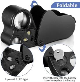 img 2 attached to ✨ Enhanced 2-Piece Jewelers Loupe Set: 30X, 60X, 90X Illuminated Eye Loupes for Jewelry, Diamond, Gem, Coin, Stamp, Rock - With UV Black Light and Bright LED Light - Black