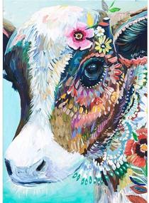 img 4 attached to 🐮 Colorful Cow Diamond Painting Kit: Create Stunning Gem Art at Home with AIRDEA DIY 5D Rhinestone Embroidery Craft Set - Round Full Drill, Cross Stitch Design, 11.8 x 15.8 inch