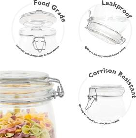 img 2 attached to 🦑 Glass Octopus 25oz Glass Jars with Airtight Lids | Wide Mouth Mason Jars for Snacks, Jams, Candy, Cookies | Leak Proof Rubber Gasket | Kitchen Food Storage Containers | 4 Pack (750ML)