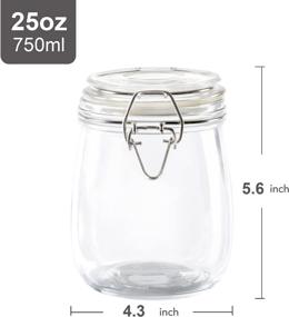 img 3 attached to 🦑 Glass Octopus 25oz Glass Jars with Airtight Lids | Wide Mouth Mason Jars for Snacks, Jams, Candy, Cookies | Leak Proof Rubber Gasket | Kitchen Food Storage Containers | 4 Pack (750ML)