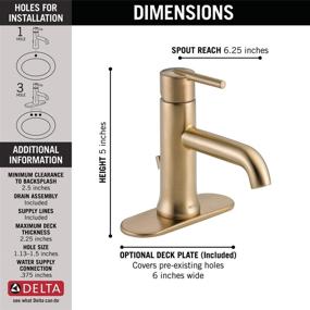 img 1 attached to 🚰 Delta Trinsic Single Hole Bathroom Faucet in Champagne Bronze - Gold Finish, Single Handle, Metal Drain Assembly - Model 559LF-CZMPU