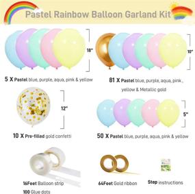 img 2 attached to Colorful Balloon Garland Kit: Pastel Pink, Yellow, Purple, Light Aqua Blue; Metallic Gold & Confetti Balloons - Perfect for Baby Shower, Unicorn, Mermaid, Ice Cream, Donut Birthday Party Decorations