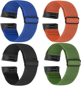 img 3 attached to 🌈 Adjustable Braided Nylon Watch Band Compatible with Fitbit Charge 4/3/SE - Vodtian Elastic Solo Loop Sport Wristband for Women Men