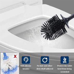 img 3 attached to HSWT Silicone Toilet Bowl Brush and Holder Set - Silicone Bristles for Superior Cleaning in Bathroom