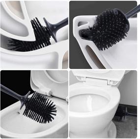 img 2 attached to HSWT Silicone Toilet Bowl Brush and Holder Set - Silicone Bristles for Superior Cleaning in Bathroom