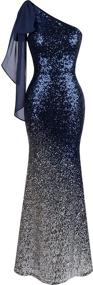 img 4 attached to Royal Blue Mermaid Long Dress XLarge - Angel-fashions Women's Asymmetric Ribbon with Gradual Sequin