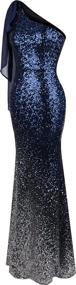 img 2 attached to Royal Blue Mermaid Long Dress XLarge - Angel-fashions Women's Asymmetric Ribbon with Gradual Sequin