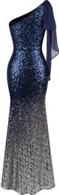 img 3 attached to Royal Blue Mermaid Long Dress XLarge - Angel-fashions Women's Asymmetric Ribbon with Gradual Sequin