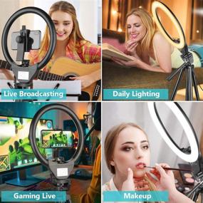 img 2 attached to 10-inch Ring Light with 50-inch Extendable Tripod Stand, Sensyne LED Circle Lights with Phone Holder for Live Streaming, Makeup, YouTube Videos, TikTok, Compatible with All Cell Phones.