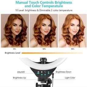 img 1 attached to 10-inch Ring Light with 50-inch Extendable Tripod Stand, Sensyne LED Circle Lights with Phone Holder for Live Streaming, Makeup, YouTube Videos, TikTok, Compatible with All Cell Phones.
