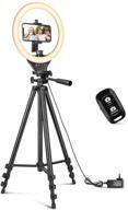 10-inch ring light with 50-inch extendable tripod stand, sensyne led circle lights with phone holder for live streaming, makeup, youtube videos, tiktok, compatible with all cell phones. logo