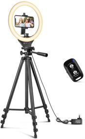 img 4 attached to 10-inch Ring Light with 50-inch Extendable Tripod Stand, Sensyne LED Circle Lights with Phone Holder for Live Streaming, Makeup, YouTube Videos, TikTok, Compatible with All Cell Phones.