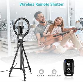 img 3 attached to 10-inch Ring Light with 50-inch Extendable Tripod Stand, Sensyne LED Circle Lights with Phone Holder for Live Streaming, Makeup, YouTube Videos, TikTok, Compatible with All Cell Phones.