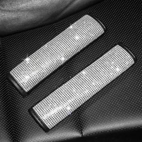 img 4 attached to 💎 Bling Seat Belt Shoulder Pads: Crystal Diamond Car Decor for Women, Men - 2X Seat Belt Cover