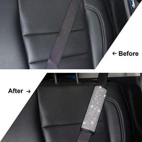 img 2 attached to 💎 Bling Seat Belt Shoulder Pads: Crystal Diamond Car Decor for Women, Men - 2X Seat Belt Cover