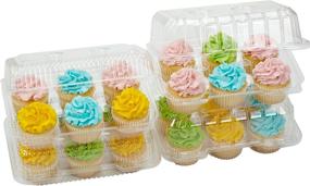 img 3 attached to 🧁 4" Clear Plastic Disposable Cupcake Boxes Carrier Containers for High Toppings - Holds 6 Cupcakes Each - 12/Pack