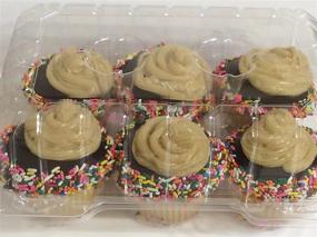 img 2 attached to 🧁 4" Clear Plastic Disposable Cupcake Boxes Carrier Containers for High Toppings - Holds 6 Cupcakes Each - 12/Pack