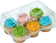 🧁 4" clear plastic disposable cupcake boxes carrier containers for high toppings - holds 6 cupcakes each - 12/pack логотип