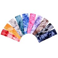 🧢 cotton stretch headbands - tie dye elastic hairbands for teens, girls, women, and adults - assorted classic colors - pack of 10 logo