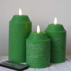 img 1 attached to Set of 3 Colourful Flameless LED Candles with Flickering Water Ripple Effect, Real Wax Pillar Lights, Timer and 10-Key Remote - Perfect for Wedding, Votive, Yoga, and Decoration