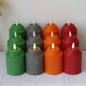 img 3 attached to Set of 3 Colourful Flameless LED Candles with Flickering Water Ripple Effect, Real Wax Pillar Lights, Timer and 10-Key Remote - Perfect for Wedding, Votive, Yoga, and Decoration