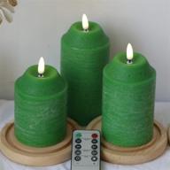 set of 3 colourful flameless led candles with flickering water ripple effect, real wax pillar lights, timer and 10-key remote - perfect for wedding, votive, yoga, and decoration логотип