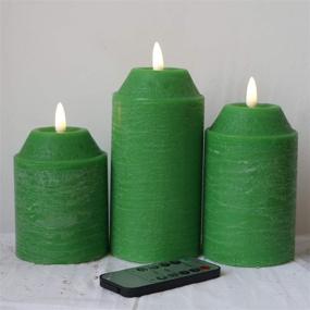 img 2 attached to Set of 3 Colourful Flameless LED Candles with Flickering Water Ripple Effect, Real Wax Pillar Lights, Timer and 10-Key Remote - Perfect for Wedding, Votive, Yoga, and Decoration