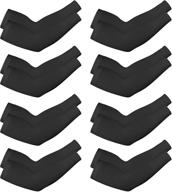 🧊 8 pairs unisex arm cooling sleeves ice silk arm covers - black, knitted ice - uv protection logo