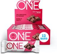 🍫 one 1 protein bars, dark chocolate sea salt, gluten-free, 20g protein &amp; 1g sugar, guilt-free snacks for diets, 2.12 oz, pack of 12 logo